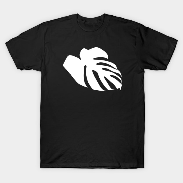 White Monstera Leaf T-Shirt by badlydrawnbabe